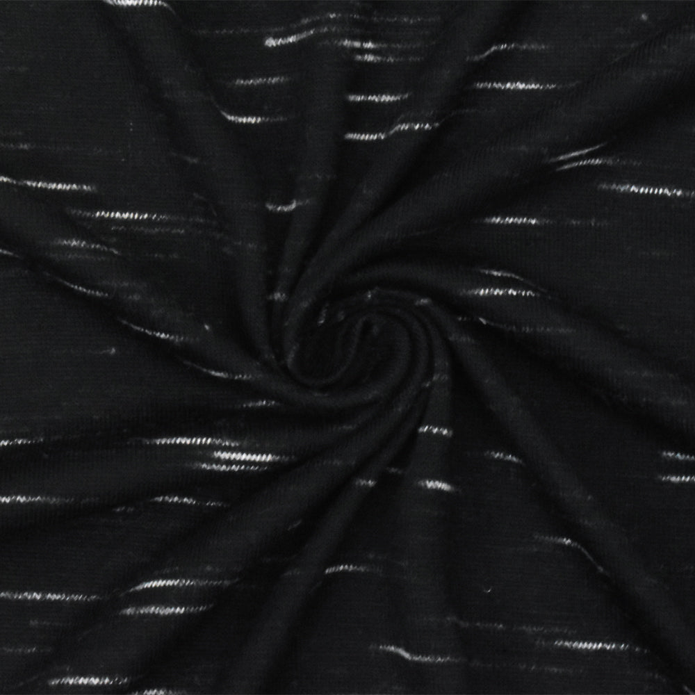 Black-White Slub Stretch Spandex Rayon Jersey Knit Fabric
