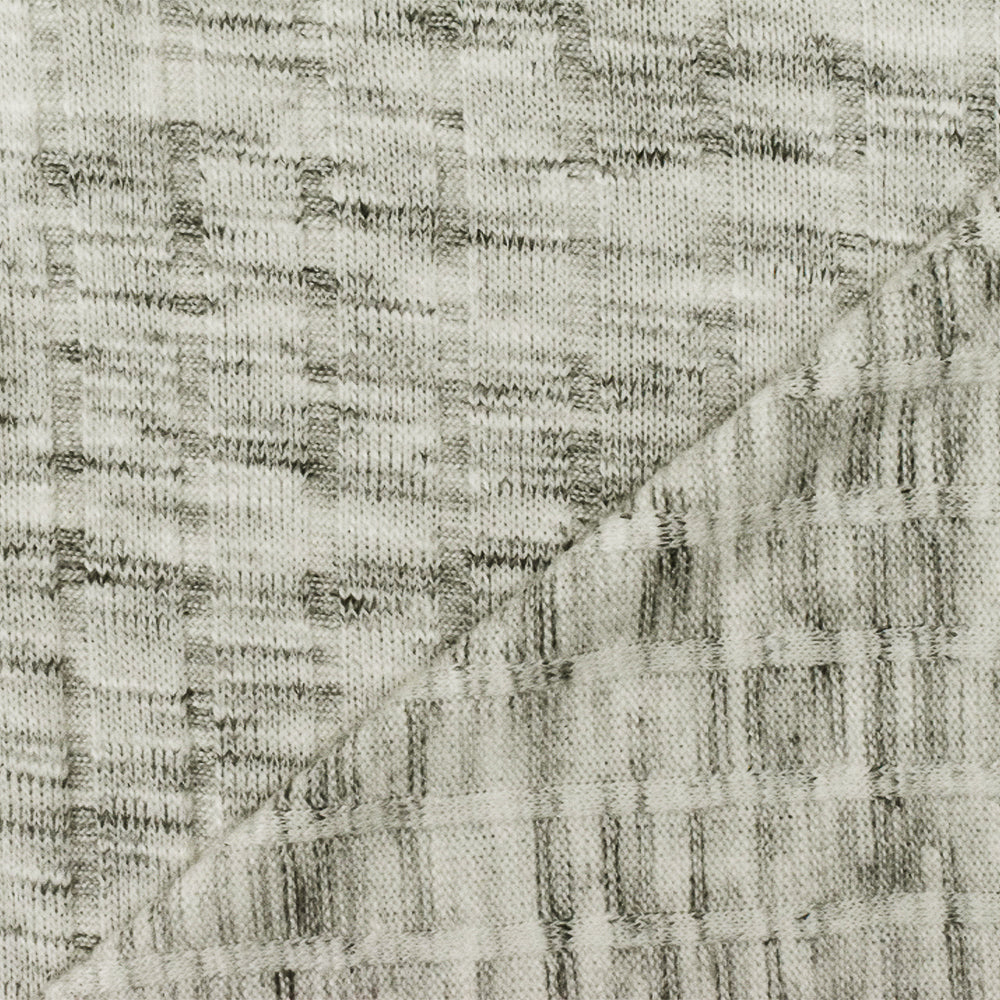 Nature Ivory-Gray-Black Slub Stretch 8x3 Rib Knit Fabric
