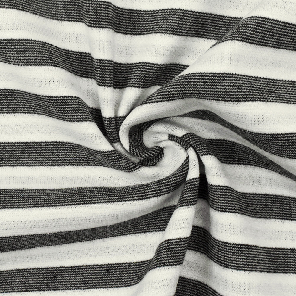 Basic Black-White-Gray Stripe Stretch Double Knit Fabric