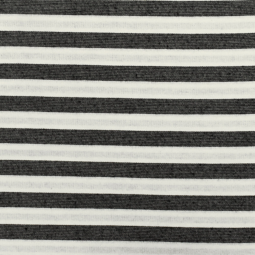 Basic Black-White-Gray Stripe Stretch Double Knit Fabric