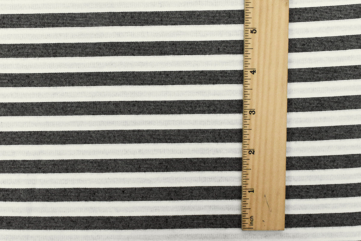 Basic Black-White-Gray Stripe Stretch Double Knit Fabric