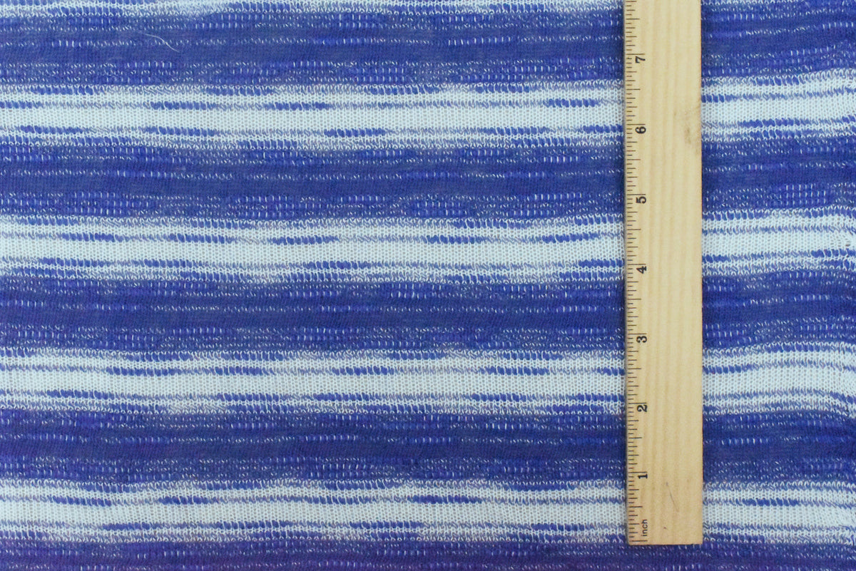 Cartoon Blue-White Slub Stripe Poly Rayon Jersey Knit Fabric
