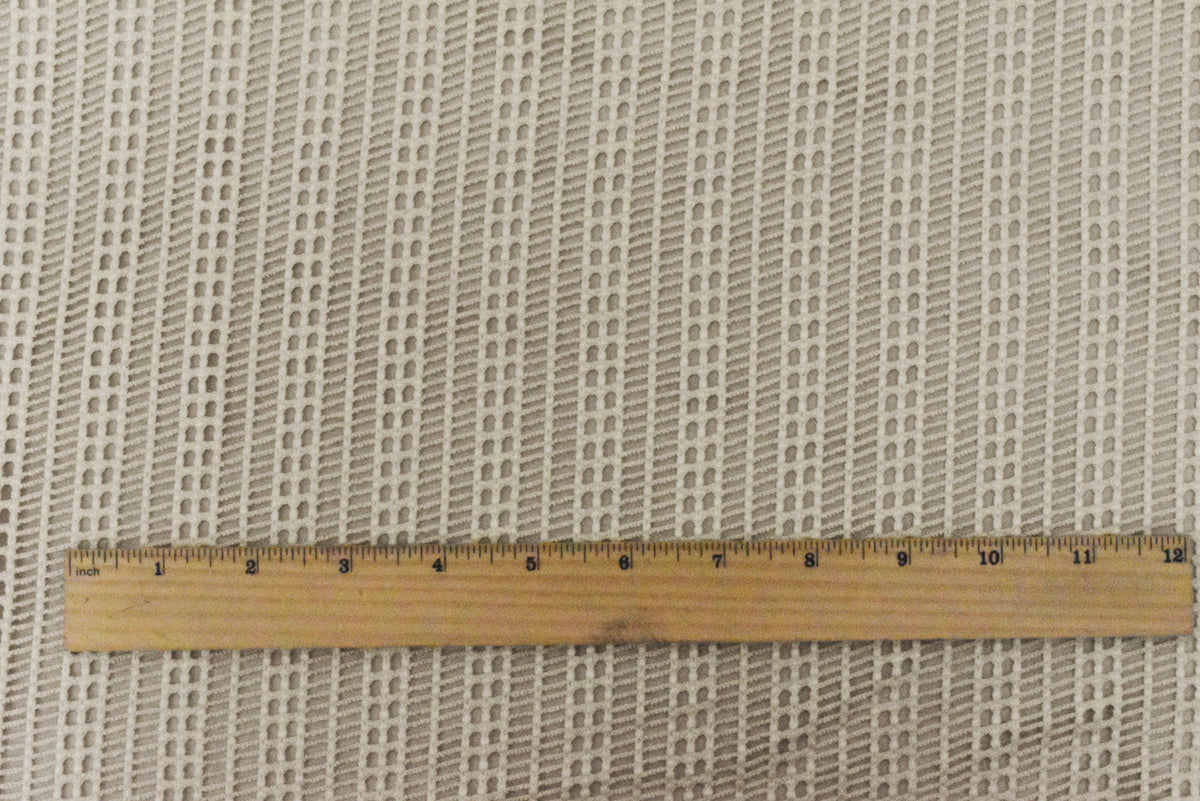 Light Beige Stripe Net-like Stretch Nylon Crochet Knit Fabric