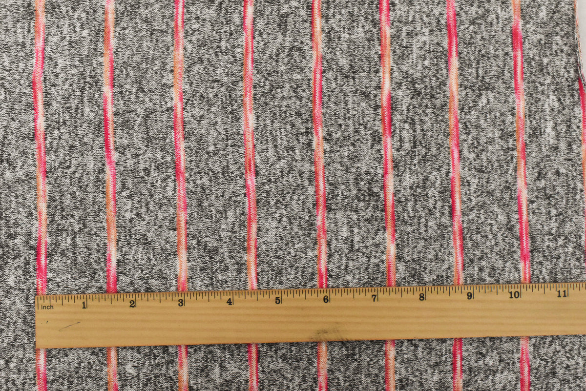 Hot Pink-Black-Multi Stripe Texture Stretch Jersey Knit Fabric