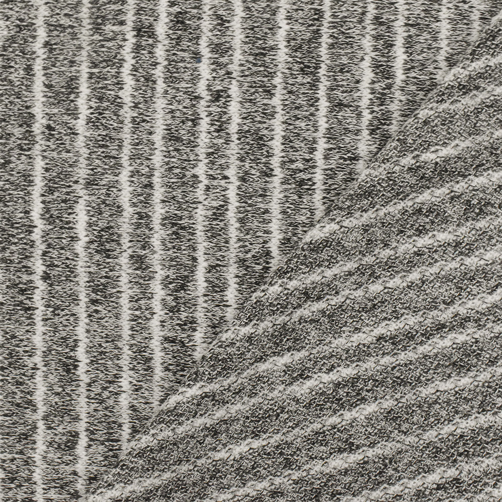 Off Black-White Striped Texture Stretch Jersey Knit Fabric