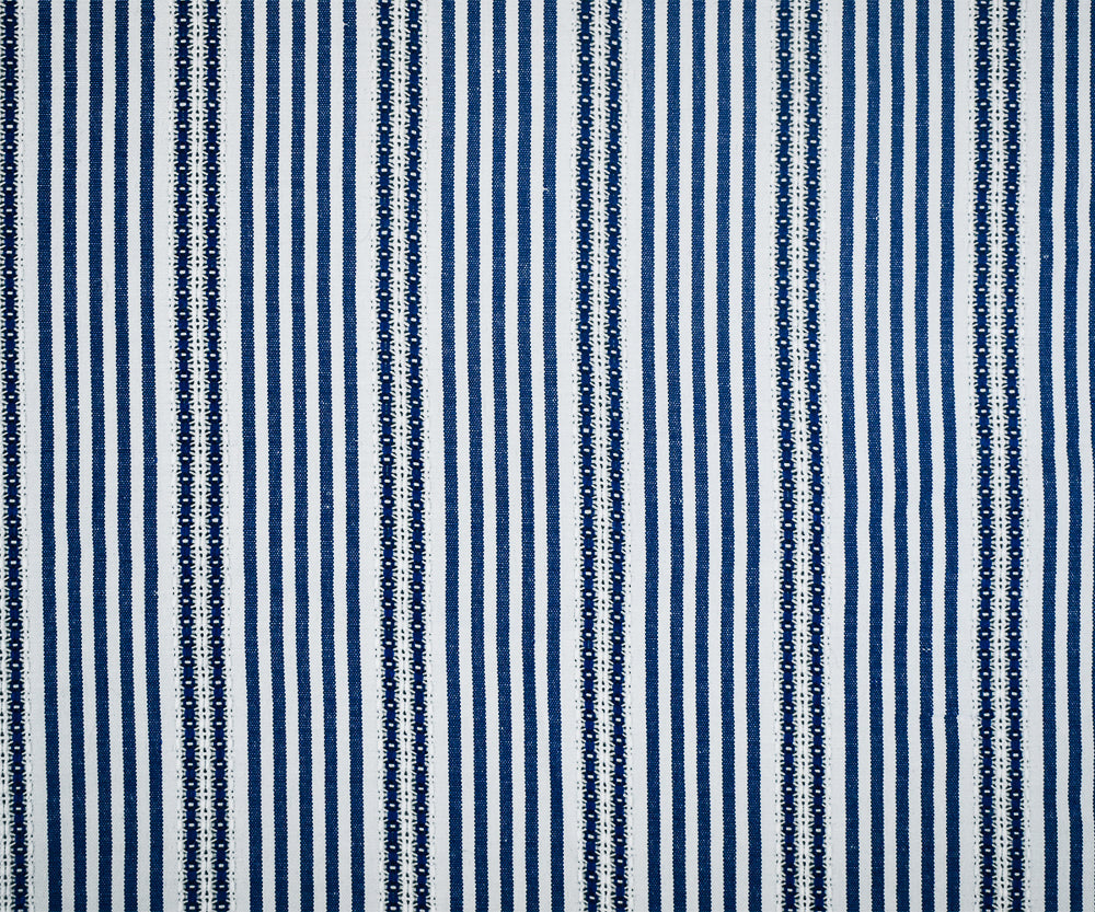 White-Blue Stripe Poly Woven Fabric