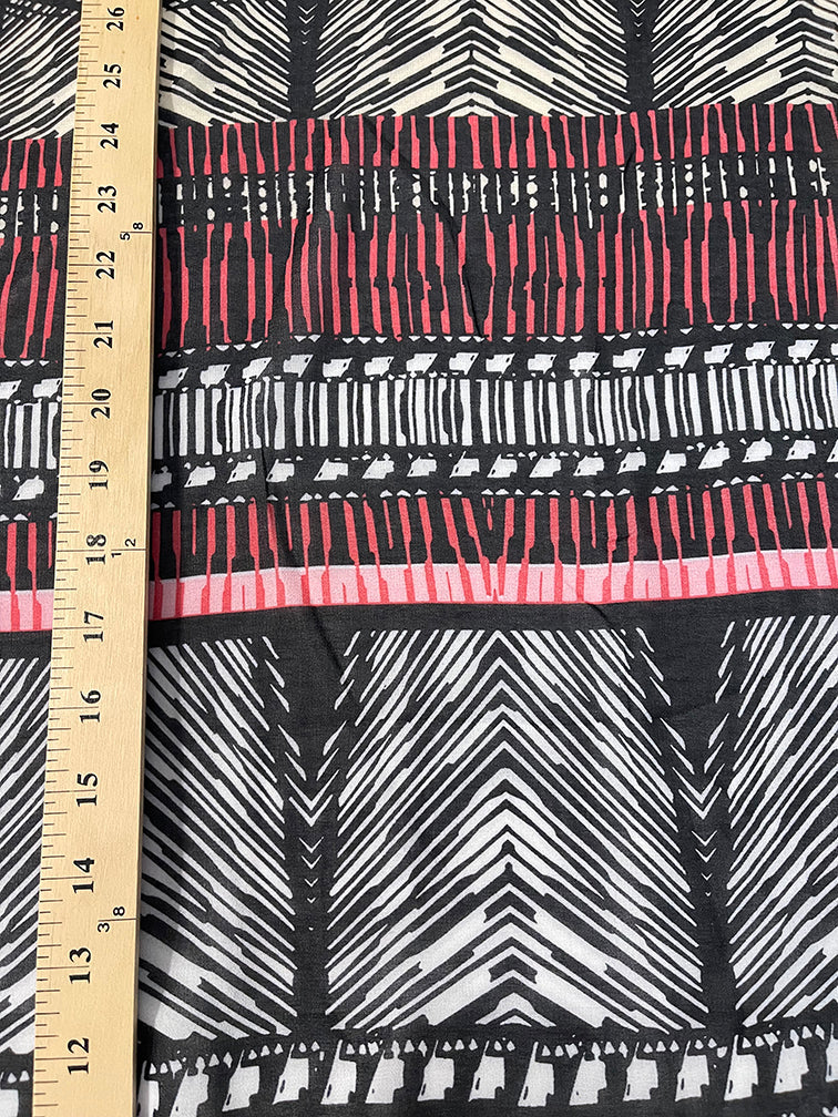 Pink Multi Stripe Print Chiffon Fabric