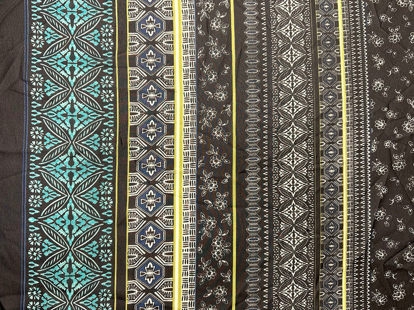 Navy Multi Stripe Poly Print Chiffon Fabric