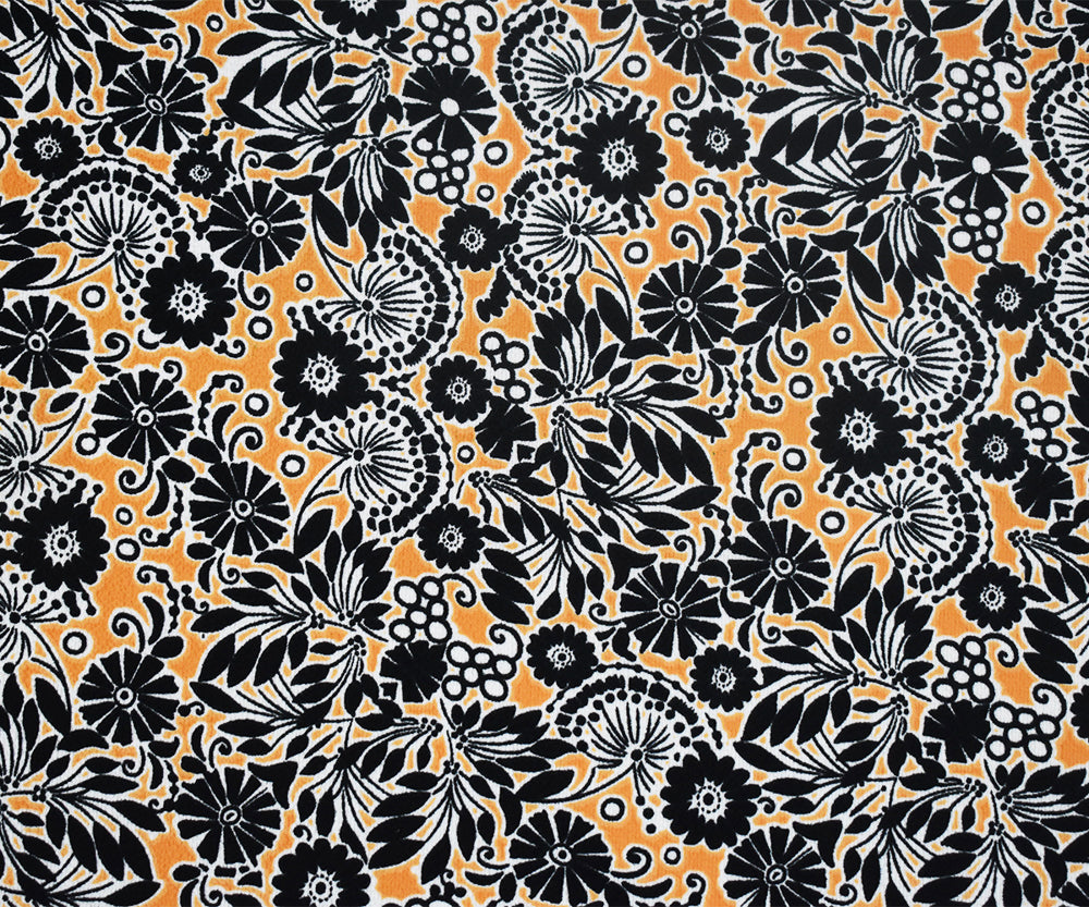Yellow-Multi Floral Printed Stretch Poly Spandex Ghost Crepe Woven Fabric
