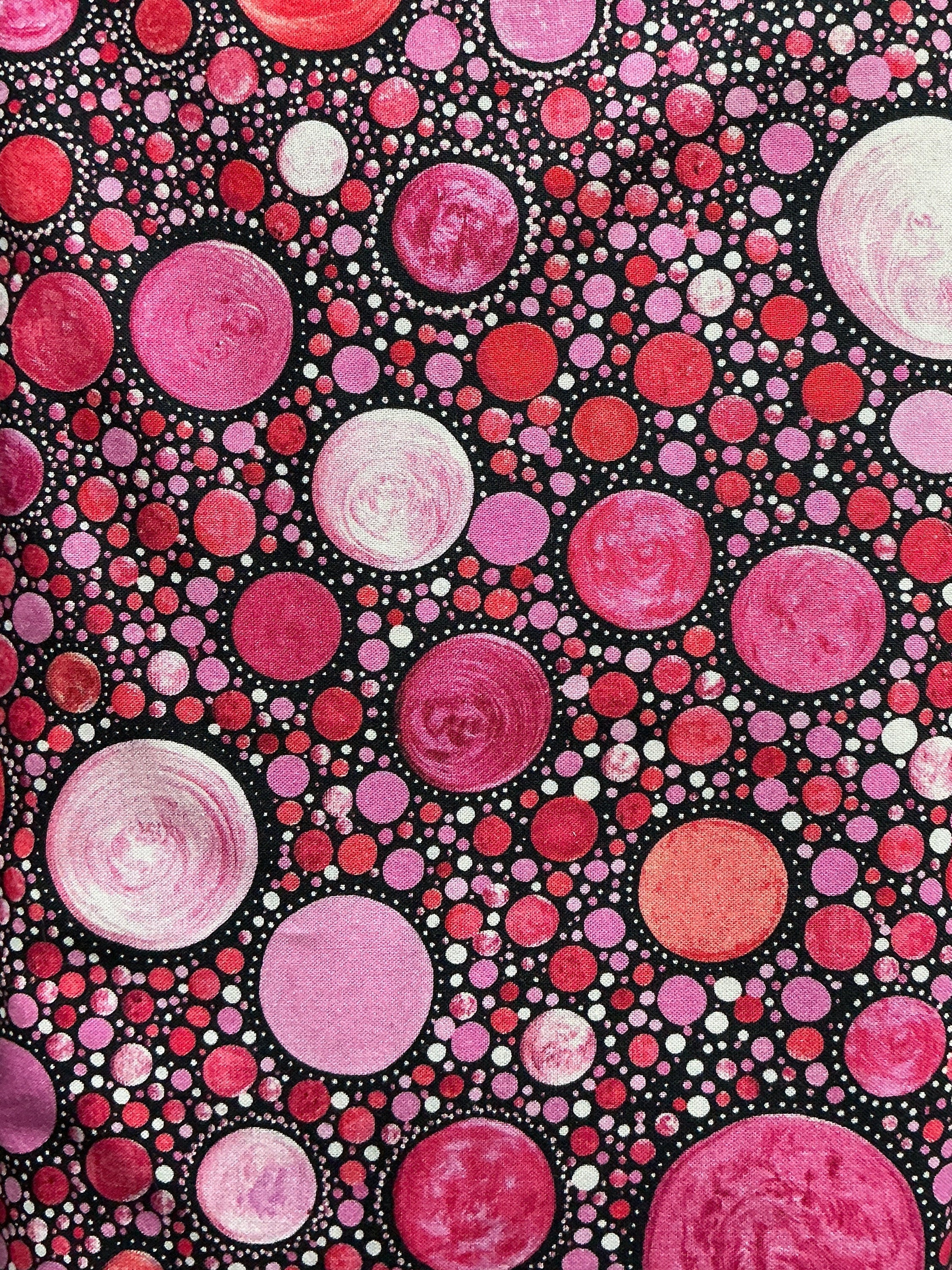Pink Mindful Mandalas Large Circles geometric quilting fabric by P&B Textiles
