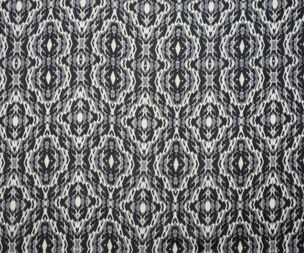 Black-Gray-White Polyester Aztec Printed Chiffon Woven Fabric