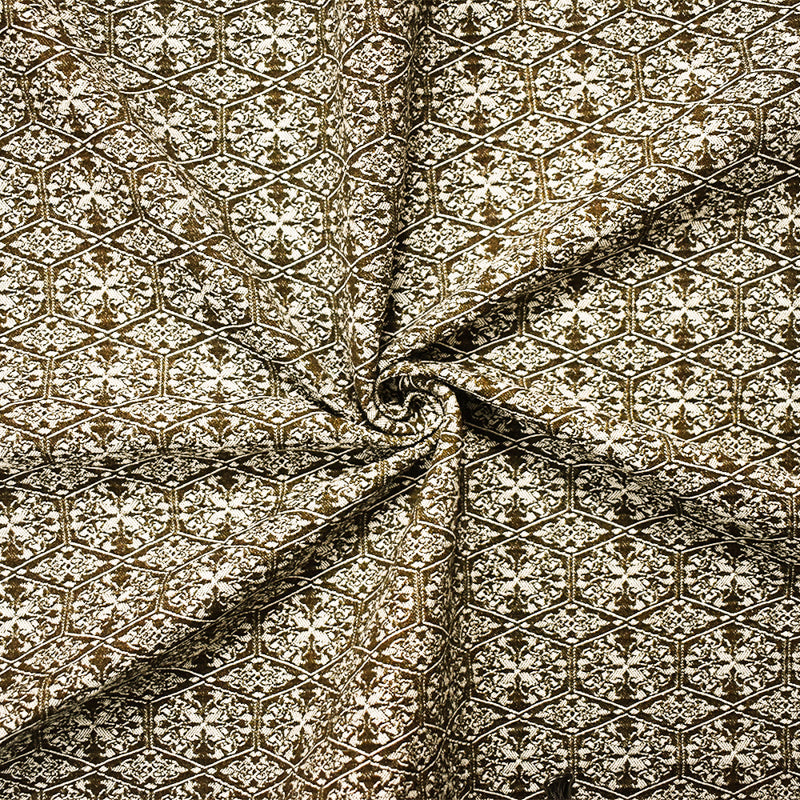 Green Rayon Blend Baroque Tile Bengaline Jacquard Woven Fabric