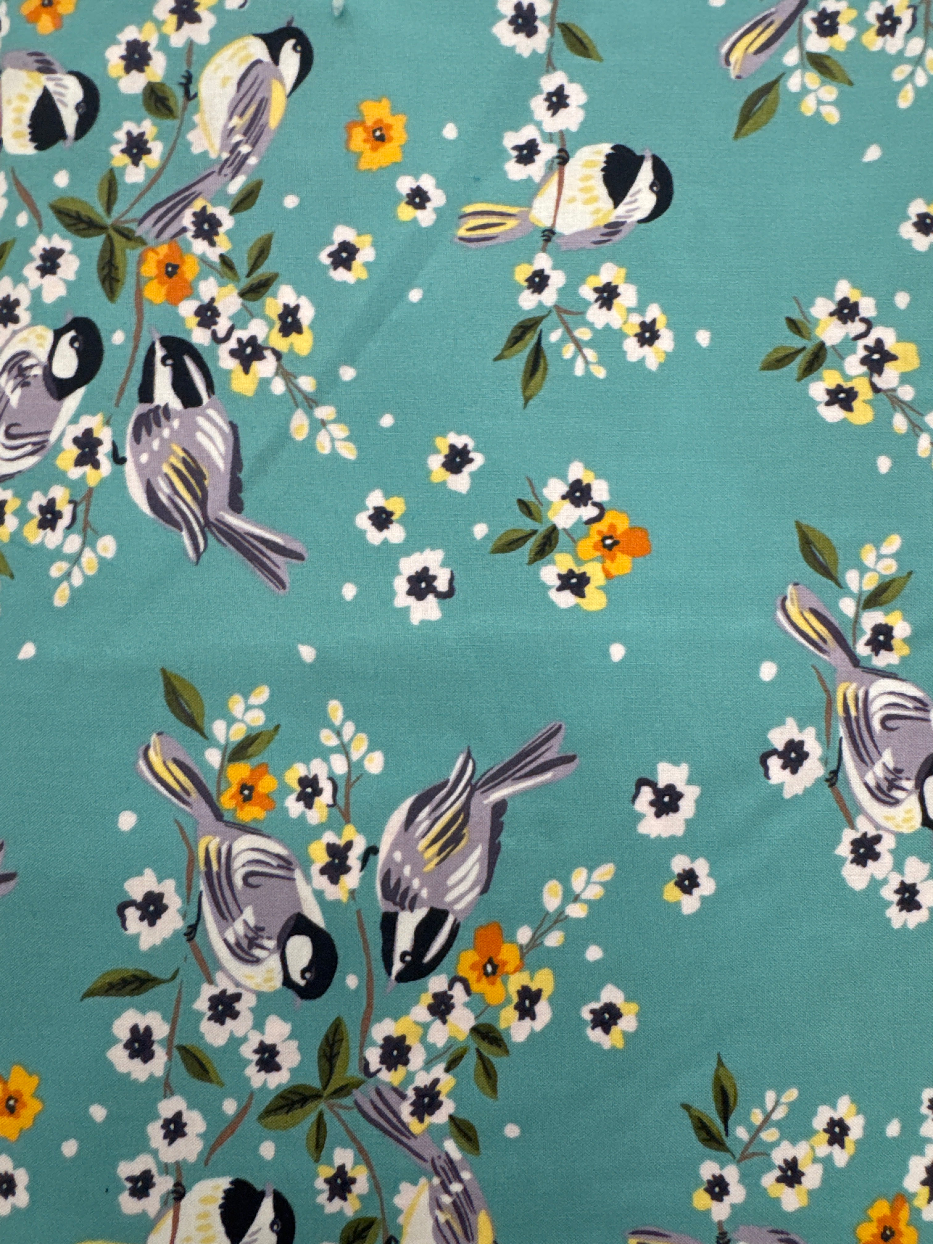 Small Birds Teal nature novelty quilting fabric by Windham Fabrics