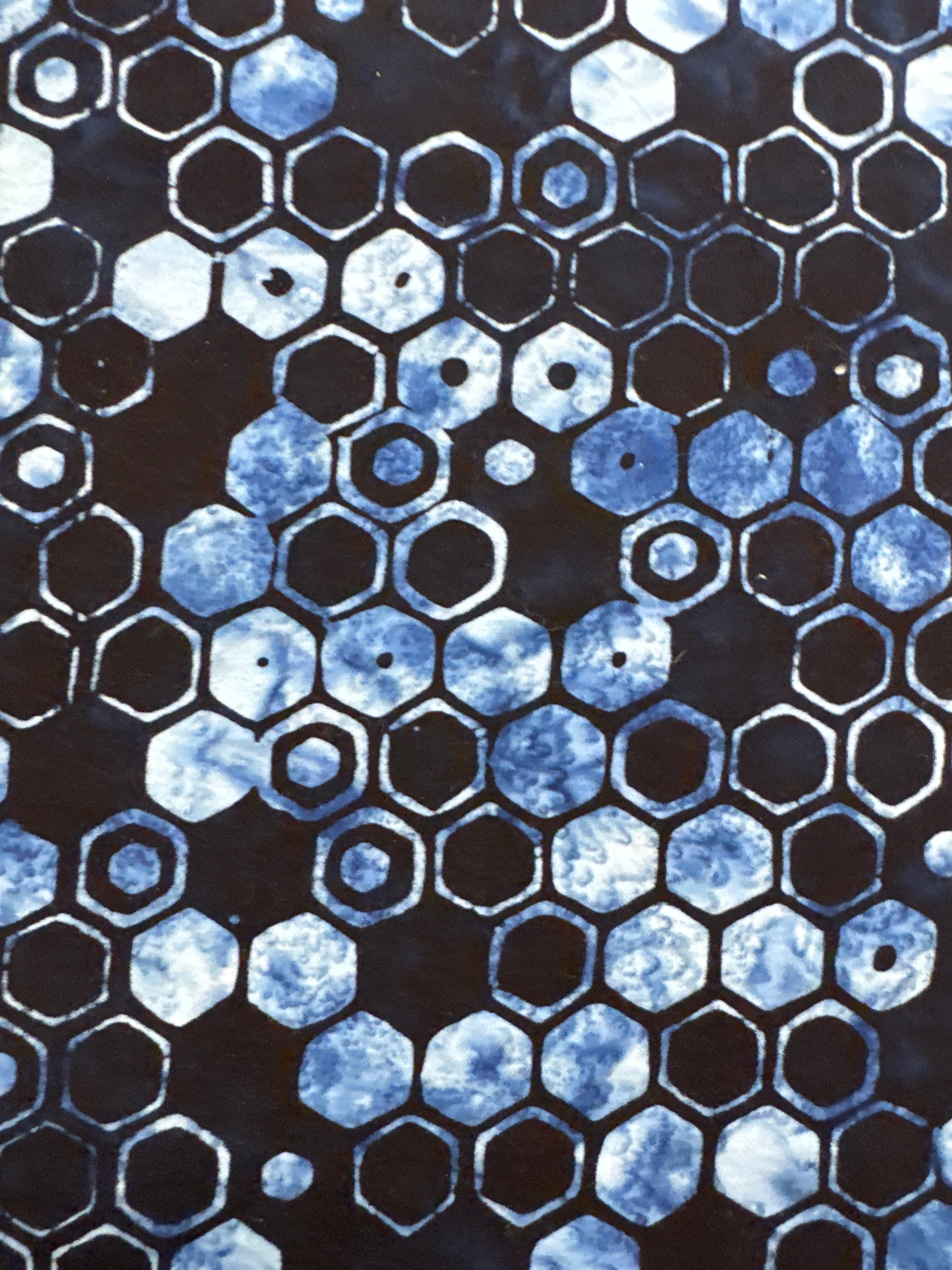 Blank Quilting Faux Finish Hexie Grid Indigo quilting fabric