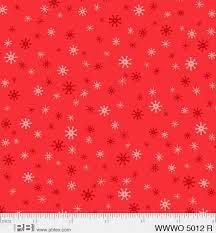 P&B Textiles Wheeling Winter Snowflakes Red quilting fabric