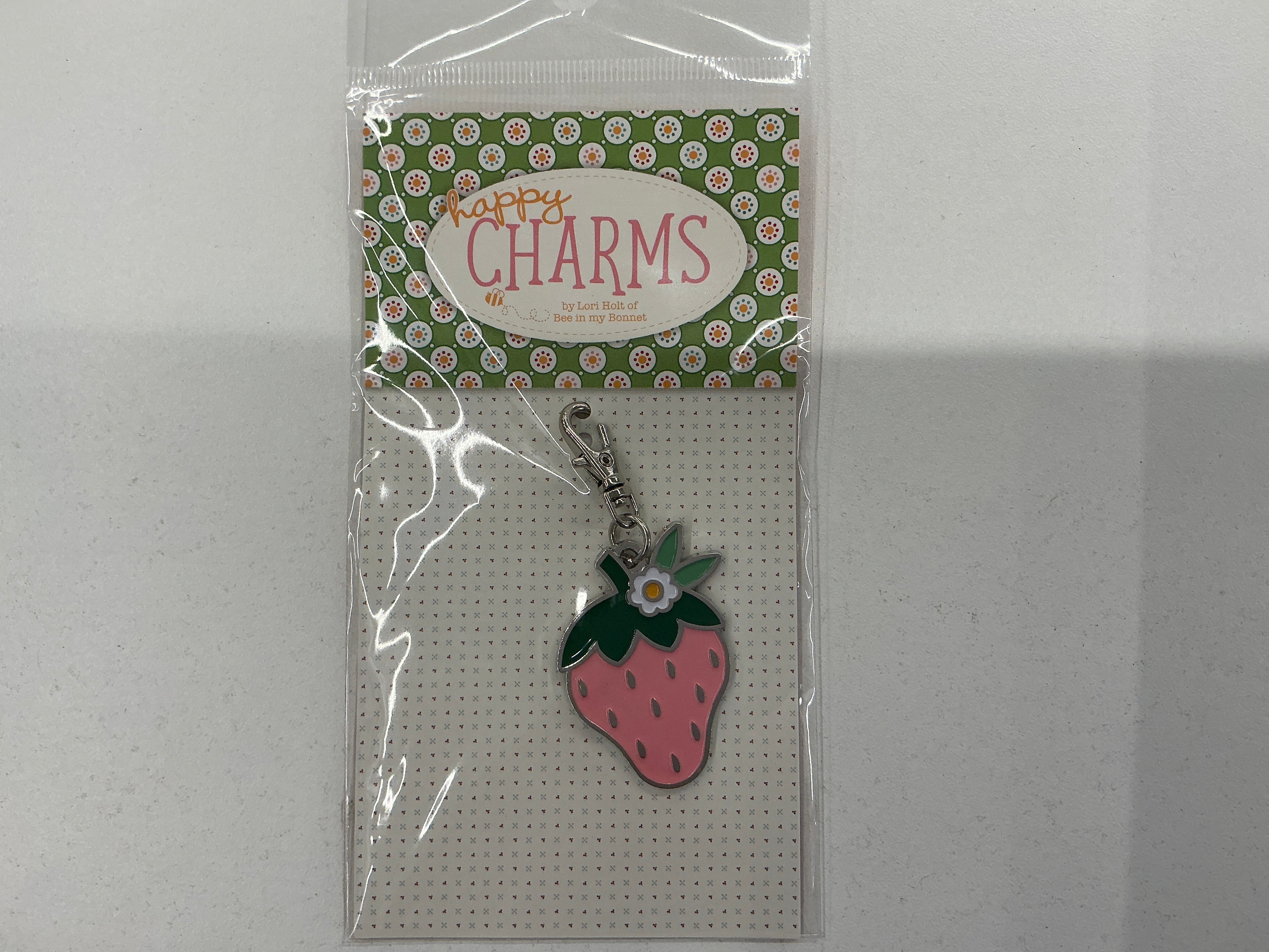 Lori Holt strawberry enamel happy charm by Riley Blake