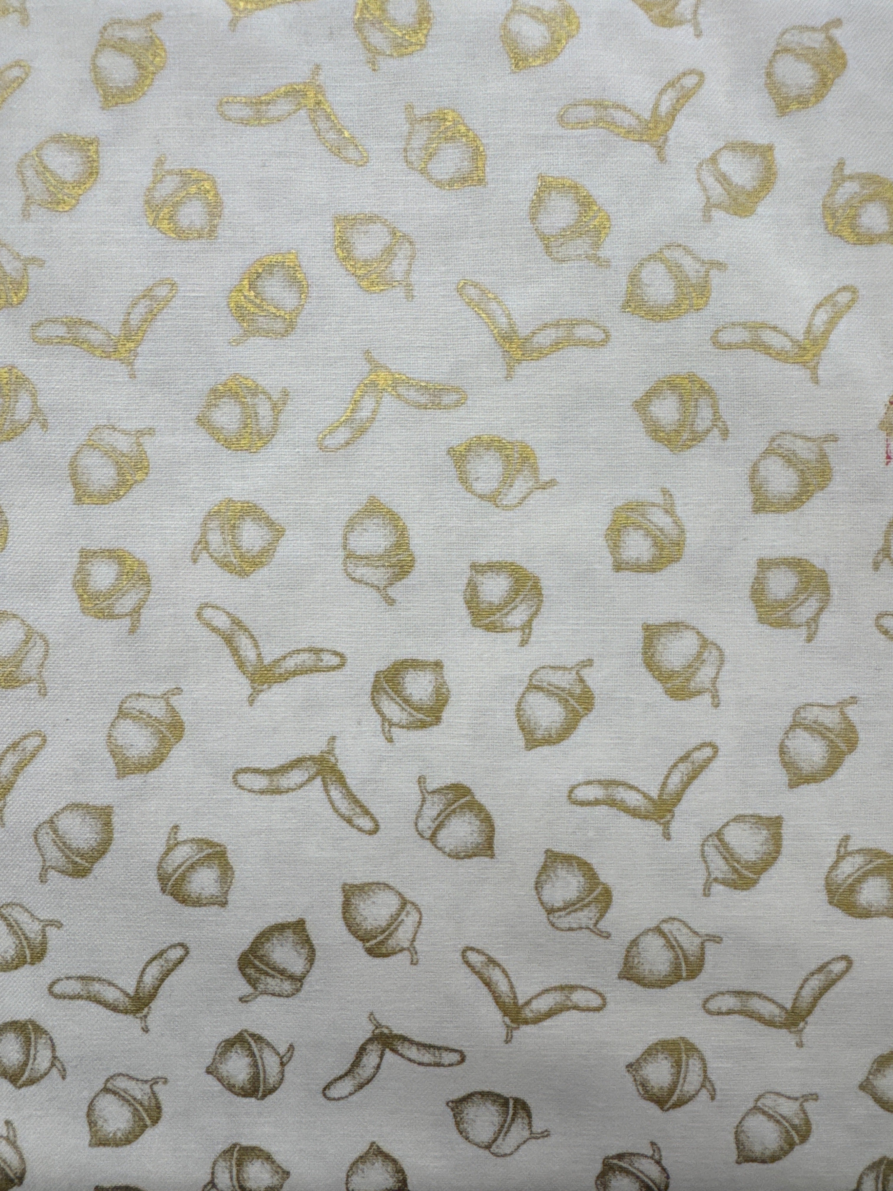 Simply Gold Acorn Toss novelty quilting fabric by Studio E