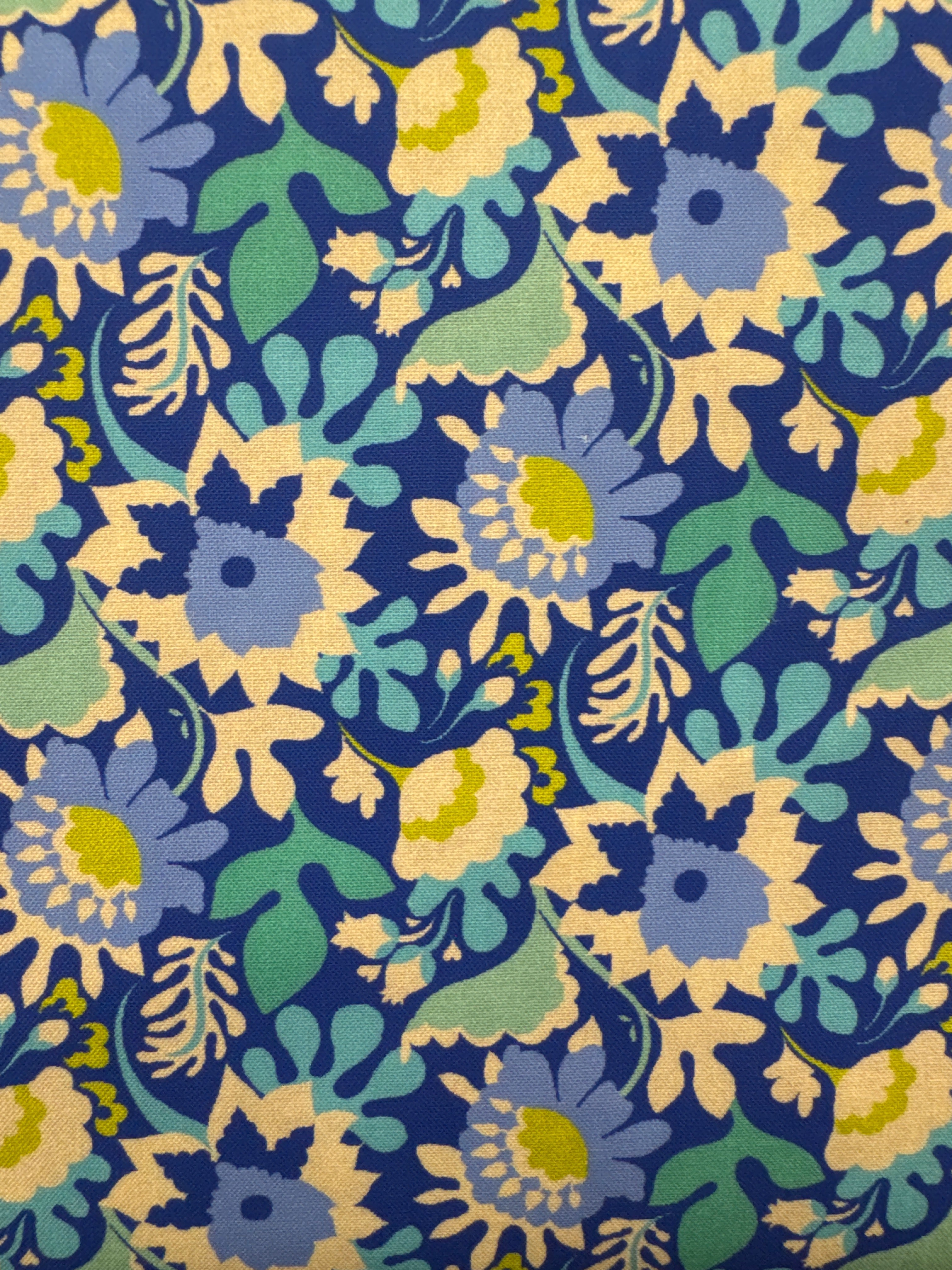 Sunmertime Blue Floral Royal Blue quilting fabric by Windham Fabrics