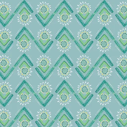 A Heart Led Life - Flower Spray - Teal 44" / 45" Fabric Per Yard The Fabric Company