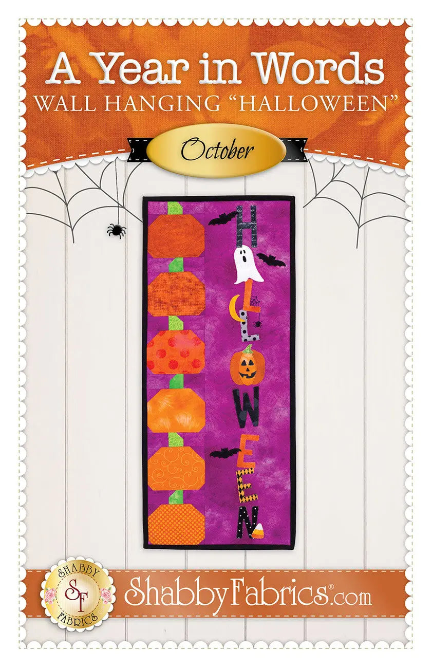 A Year in Words Wall Hanging Halloween October - Linda's Electric Quilters