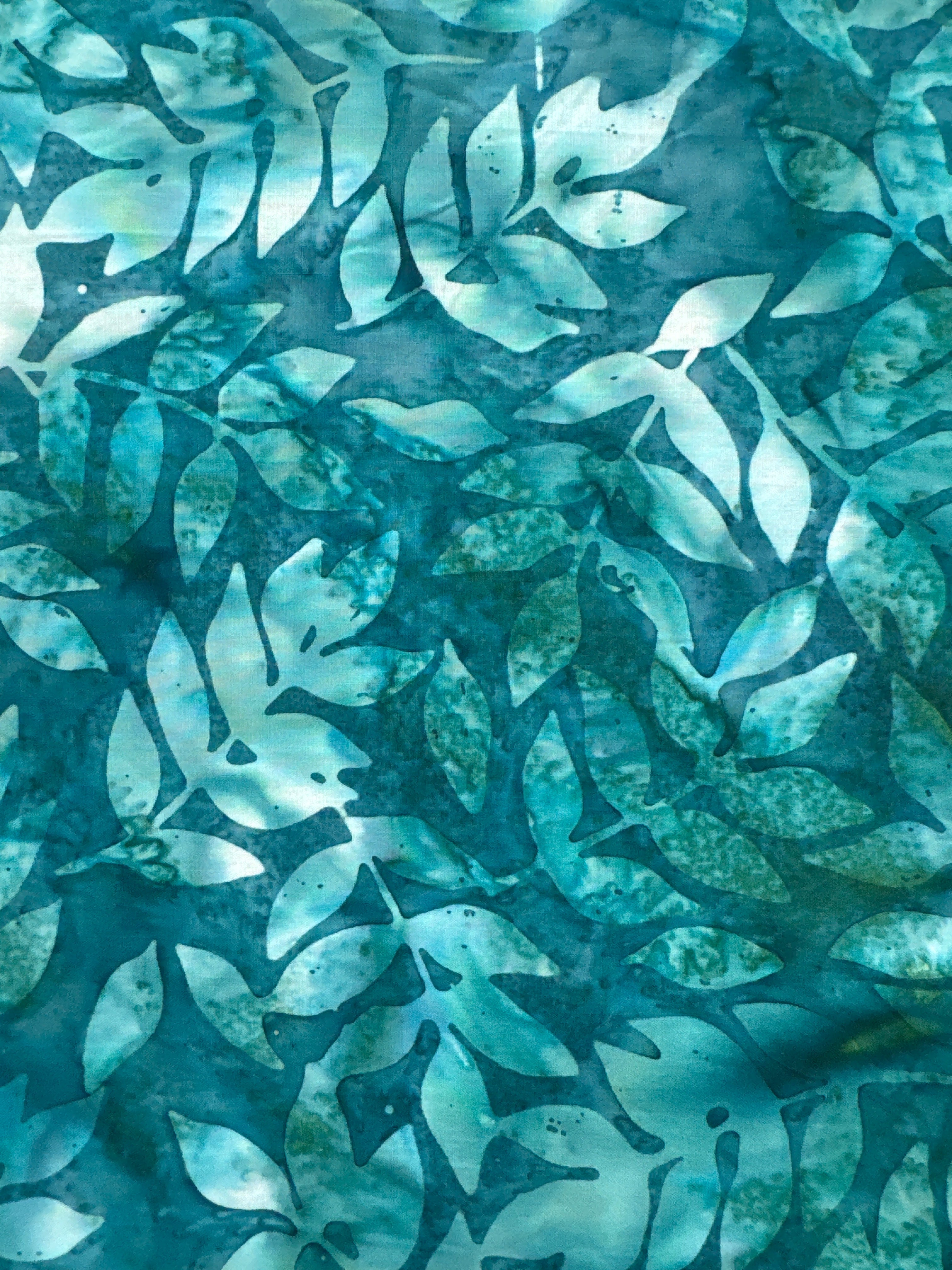 SeaGreen Leaves blender quilting fabric by Hoffman Fabrics