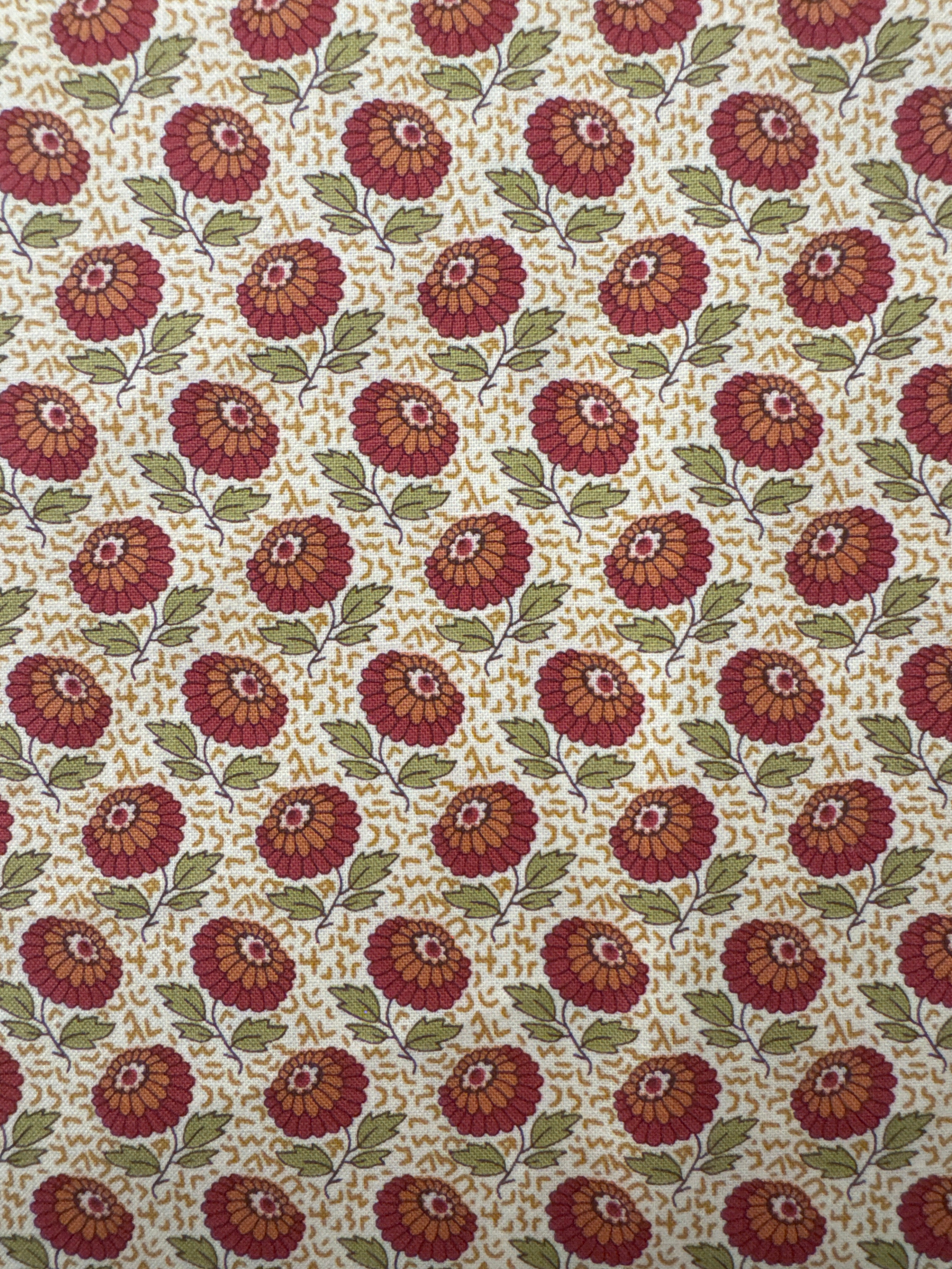 Autumn Woods Red Flowers on Cream floral quilting fabric by Andover Fabrics