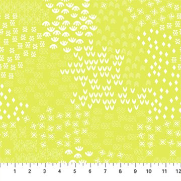 FIGO Hampton Court Meadow floral quilting cotton fabric in Yellow