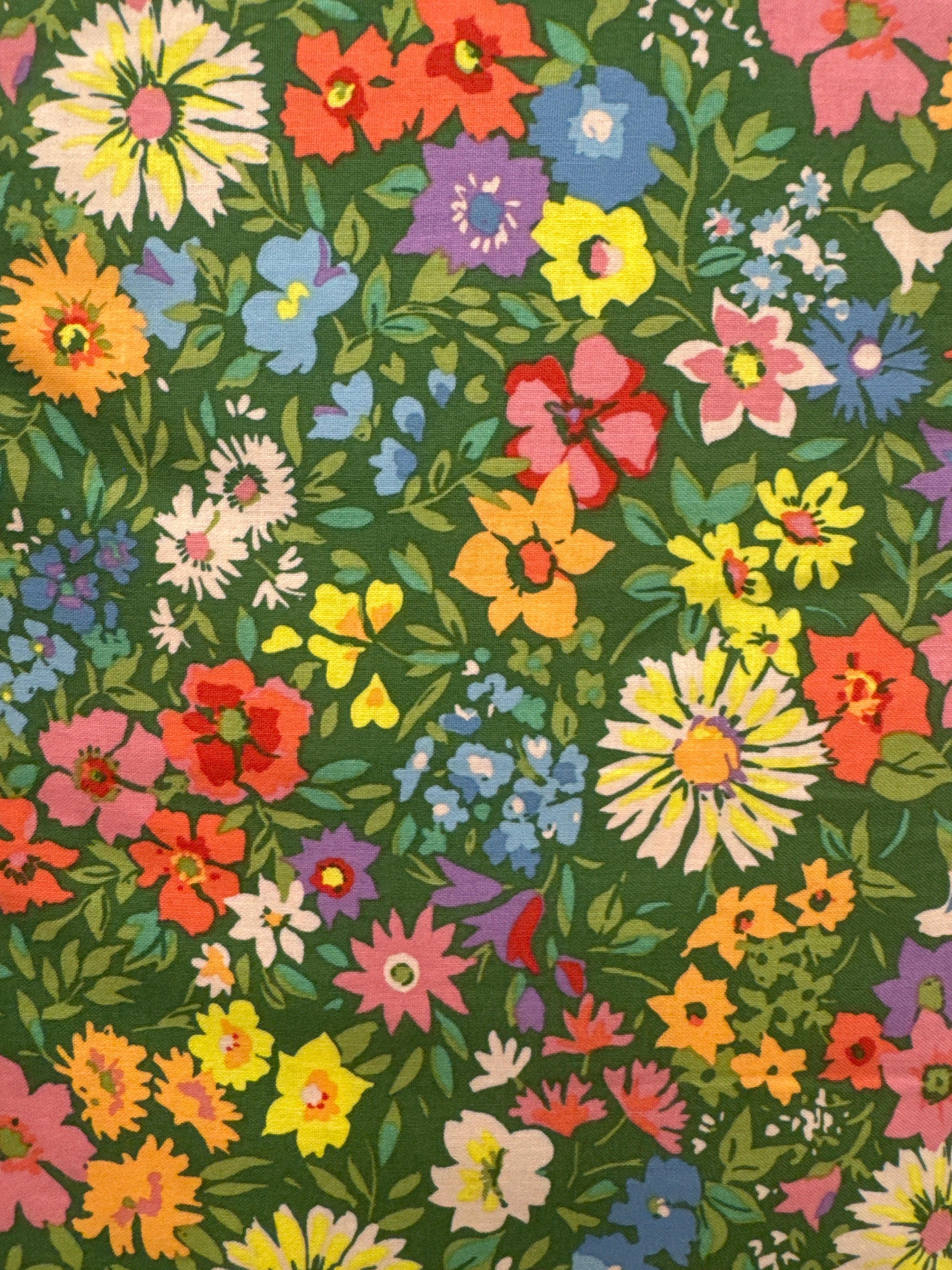 Parterre Flowerbed Green floral quilting fabric by Free Spirit