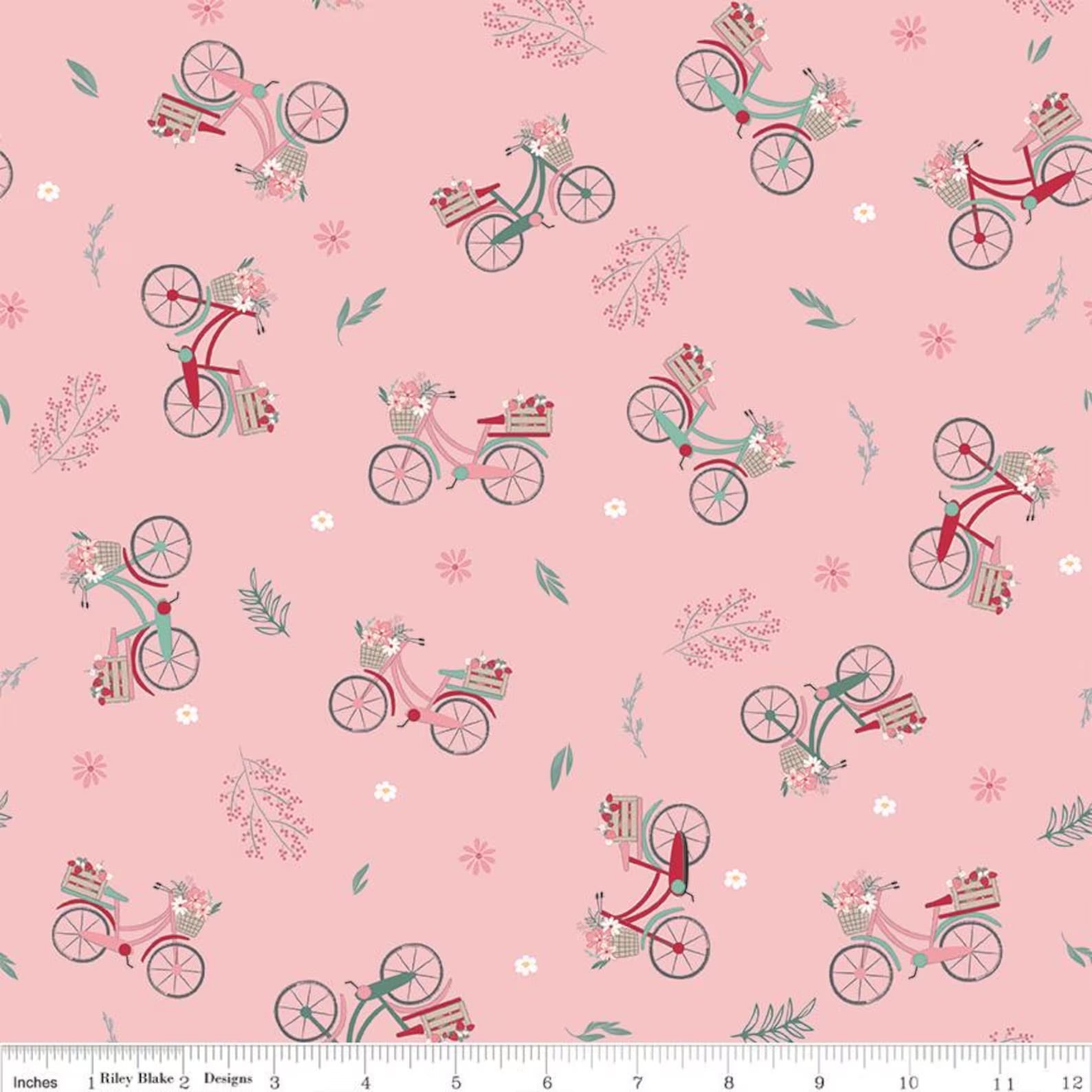 Berry Market Bicycles Frosting quilting fabric by Riley Blake