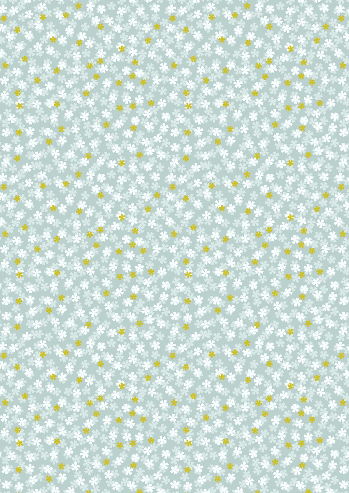 Lewis and Irene Sakura Small Blossoms quilting cotton on Light Blue with gold metallic