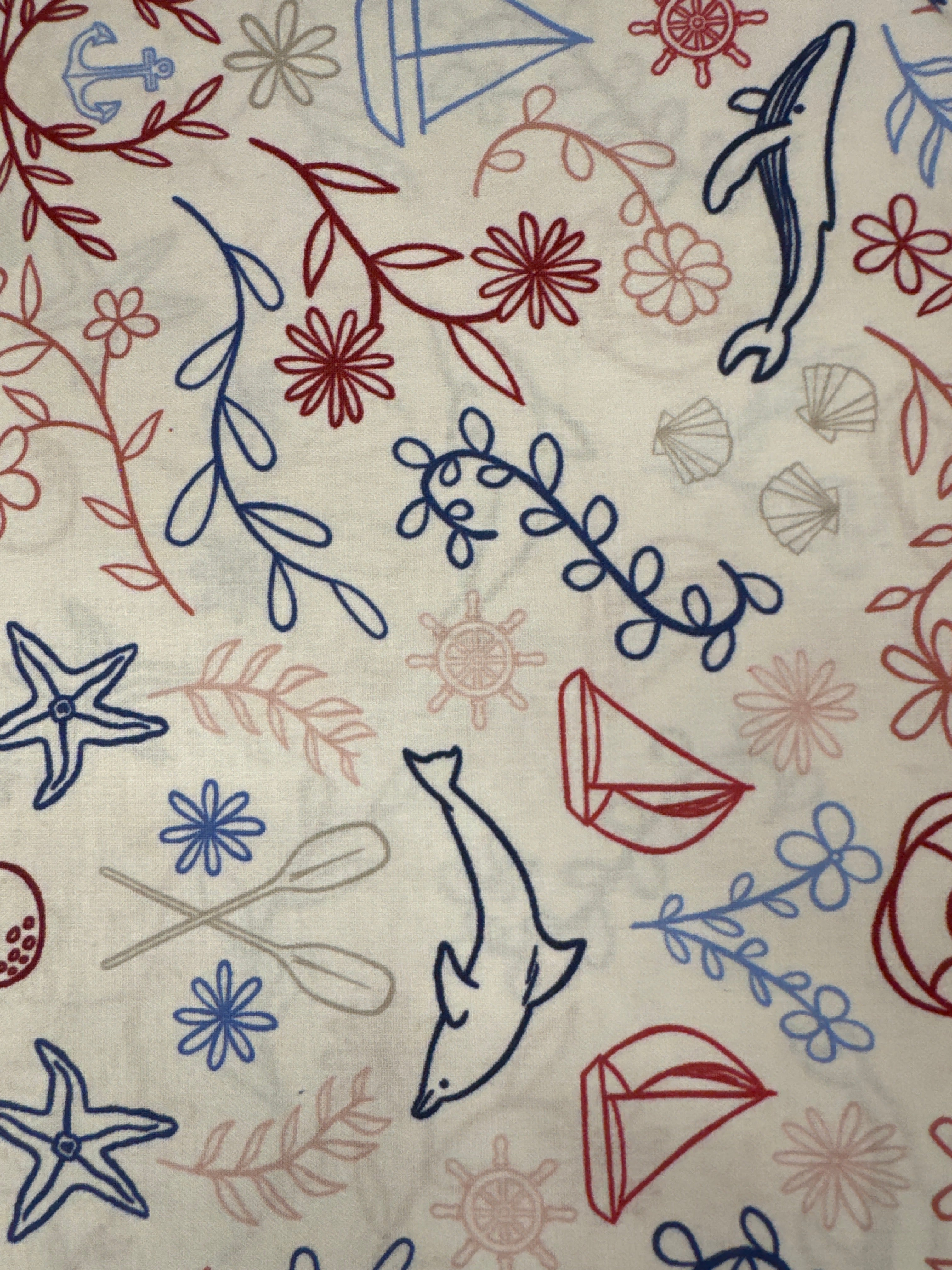 Yacht Club Symbols White nautical quilting fabric by Riley Blake