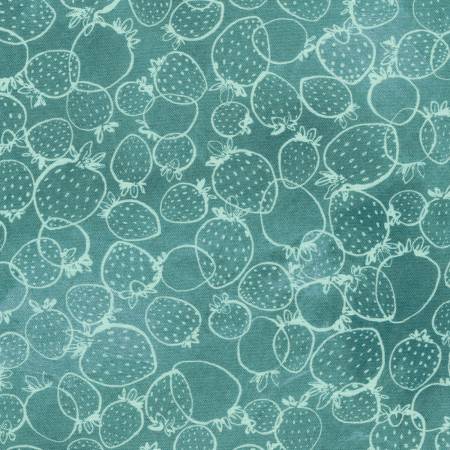 Robert Kaufman Strawberry Tonal Slate quilting fabric — tonal strawberries on slate gray