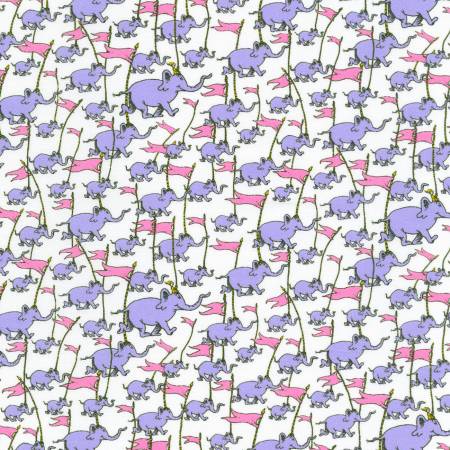 Robert Kaufman Elephants Dr Seuss Purple quilting fabric