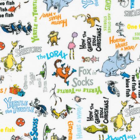 Robert Kaufman Seuss Characters Celebration quilting fabric