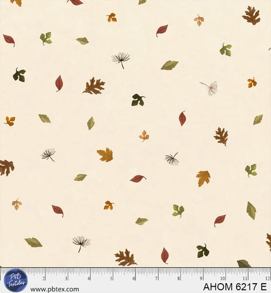 Autumn Homestead Falling Leaves Cream quilting fabric by P and B Textiles