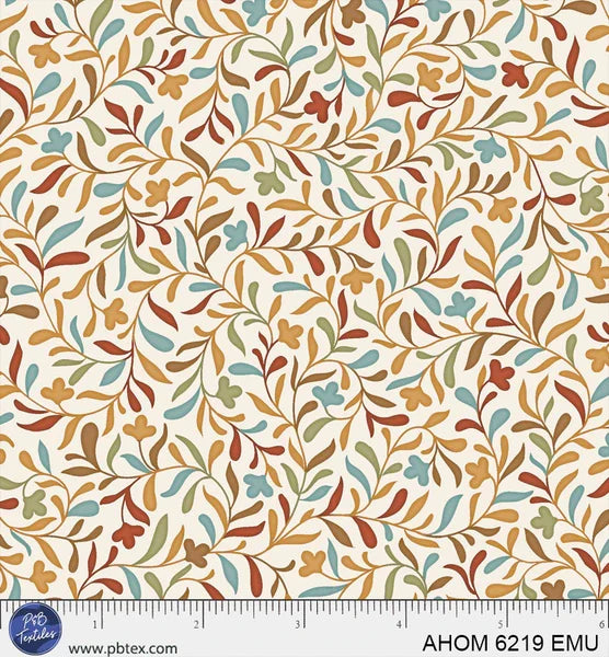 Autumn Homestead Allover Leaves Cream quilting fabric by P and B Textiles