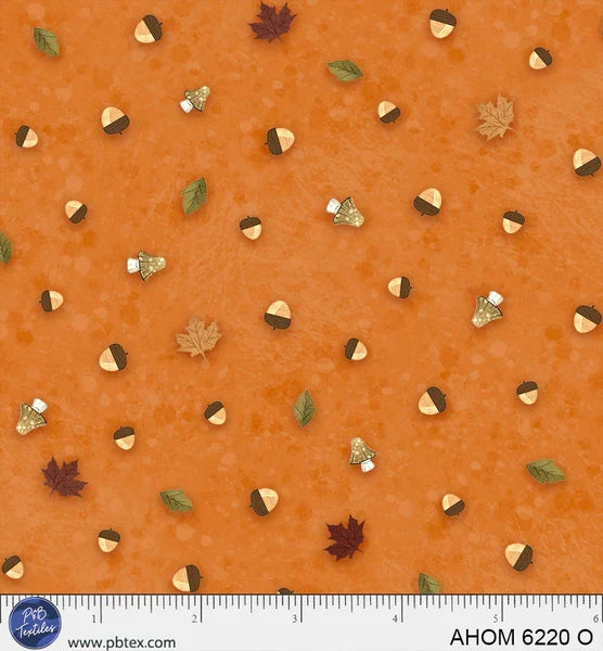 Autumn Homestead Fall Ditzy Orange quilting fabric by P and B Textiles
