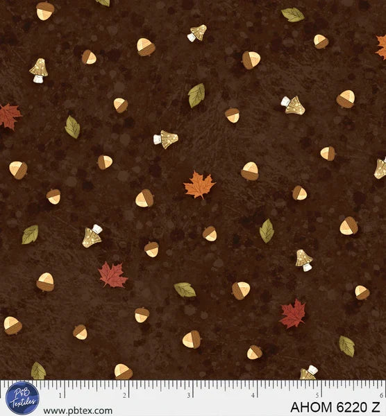 Autumn Homestead Fall Ditzy Brown quilting fabric by P and B Textiles