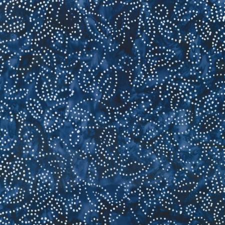 Robert Kaufman Vines Blue Batik quilting fabric — vine motif in blue