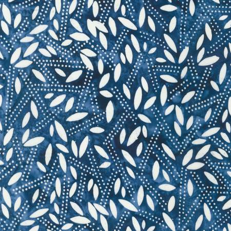 Robert Kaufman Bamboo Denim Batik quilting fabric — bamboo motif in denim blue