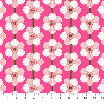 Anna Maria Daffodil quilting fabric in Bubblegum for Northcott