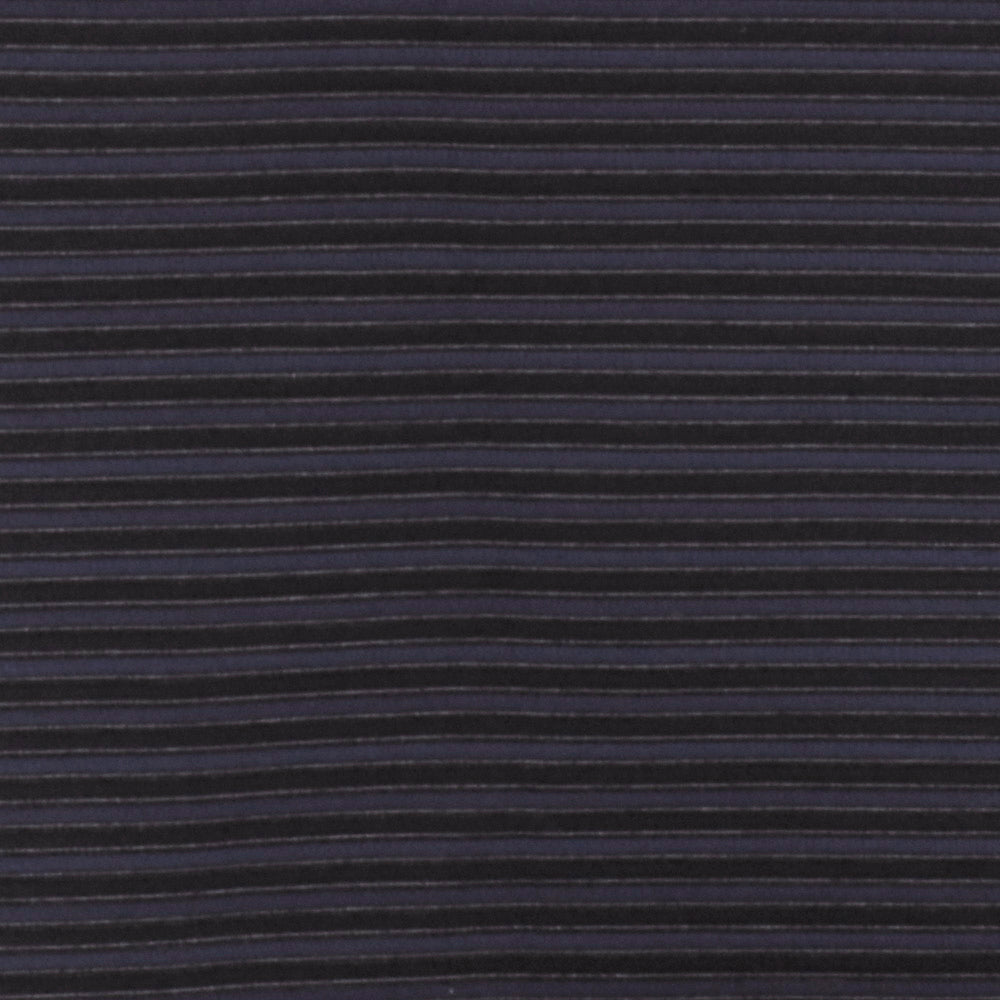 Night Navy Blue-Black 3D Stripe Stretch Polyester Semi-Sheer Knit Fabric
