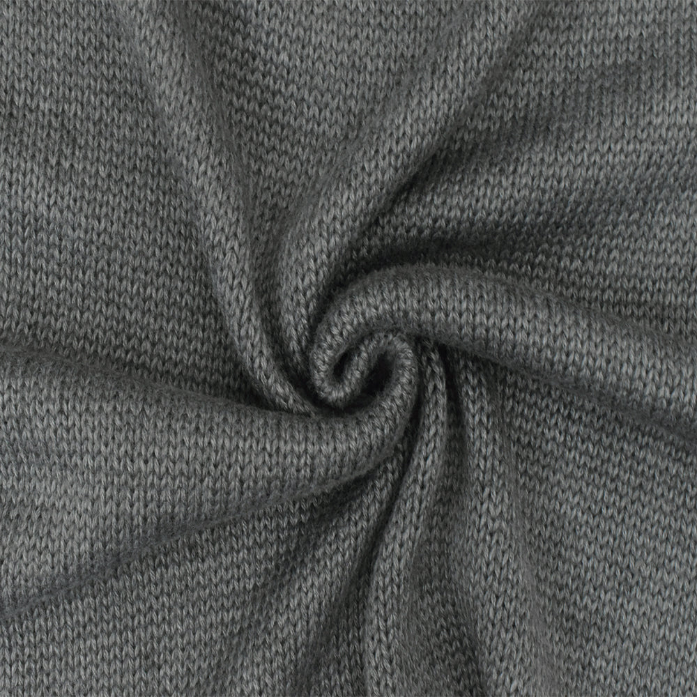 Warm Gray Solid Acrylic-Wool Jersey Sweater Knit Fabric