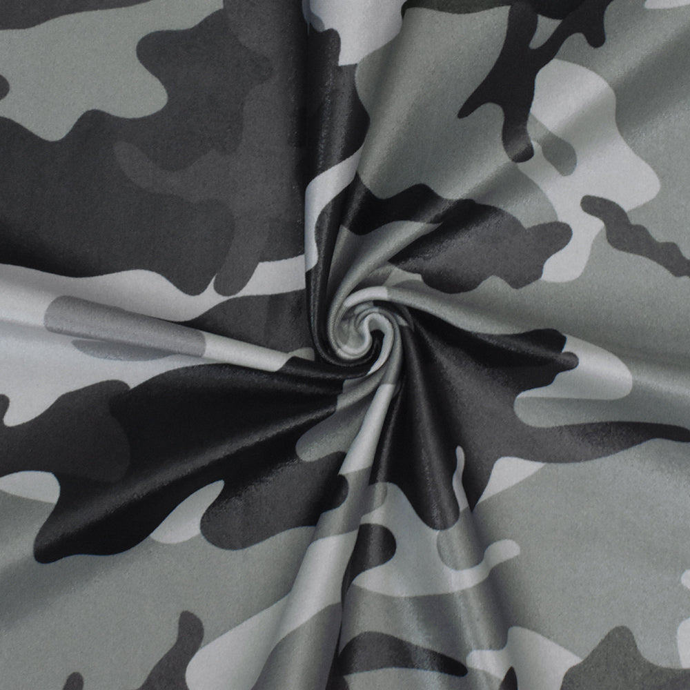 Gray-Multi Famous Maker Camouflage Printed Stretch Tricot Swimwear Fabric
