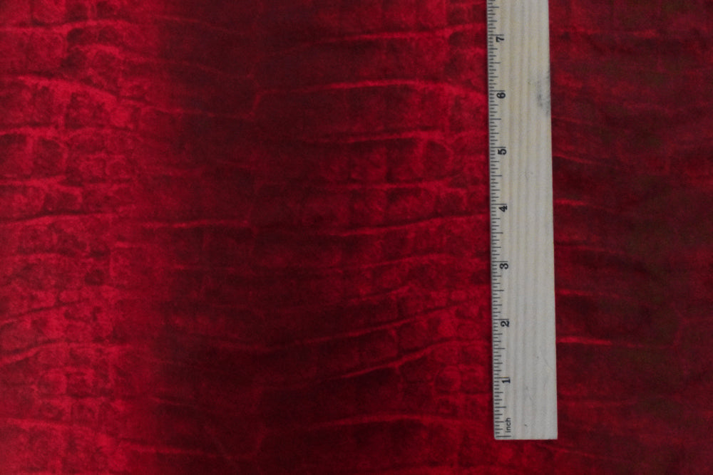 Red-Multi Famous Maker Reptile Printed Satin Tricot Swimwear Knit Fabric
