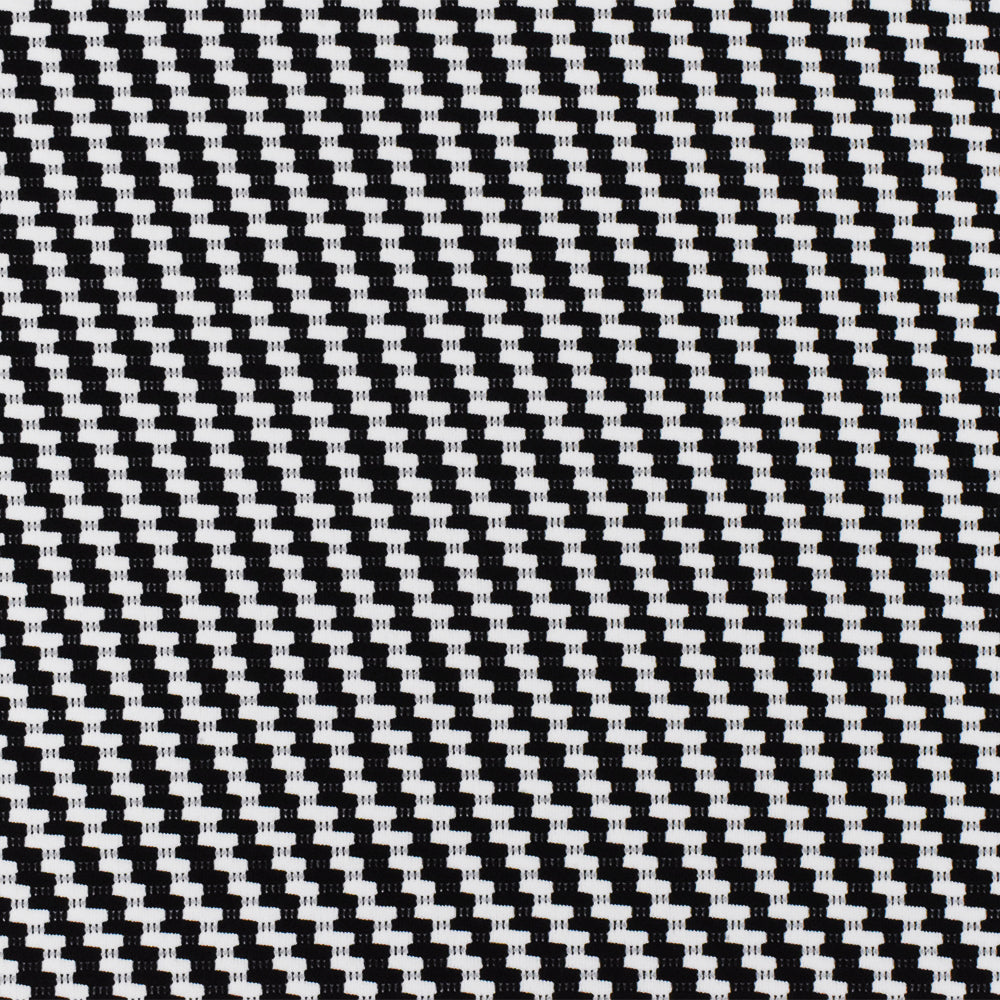 Black-White Famous Maker Twill Patterned Jacquard Activewear Knit Fabric