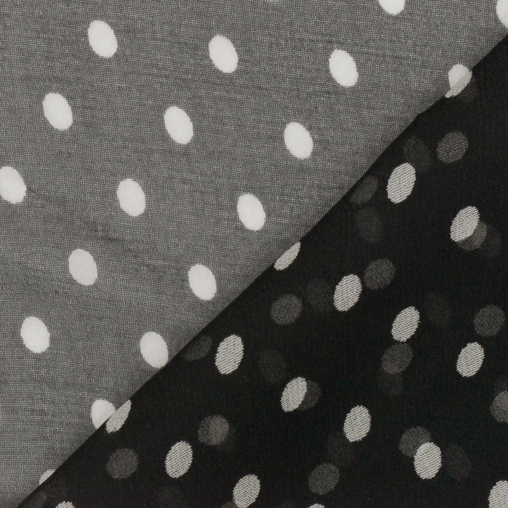 Black-Ivory Famous Designer Dot Printed Silk Chiffon Woven Fabric