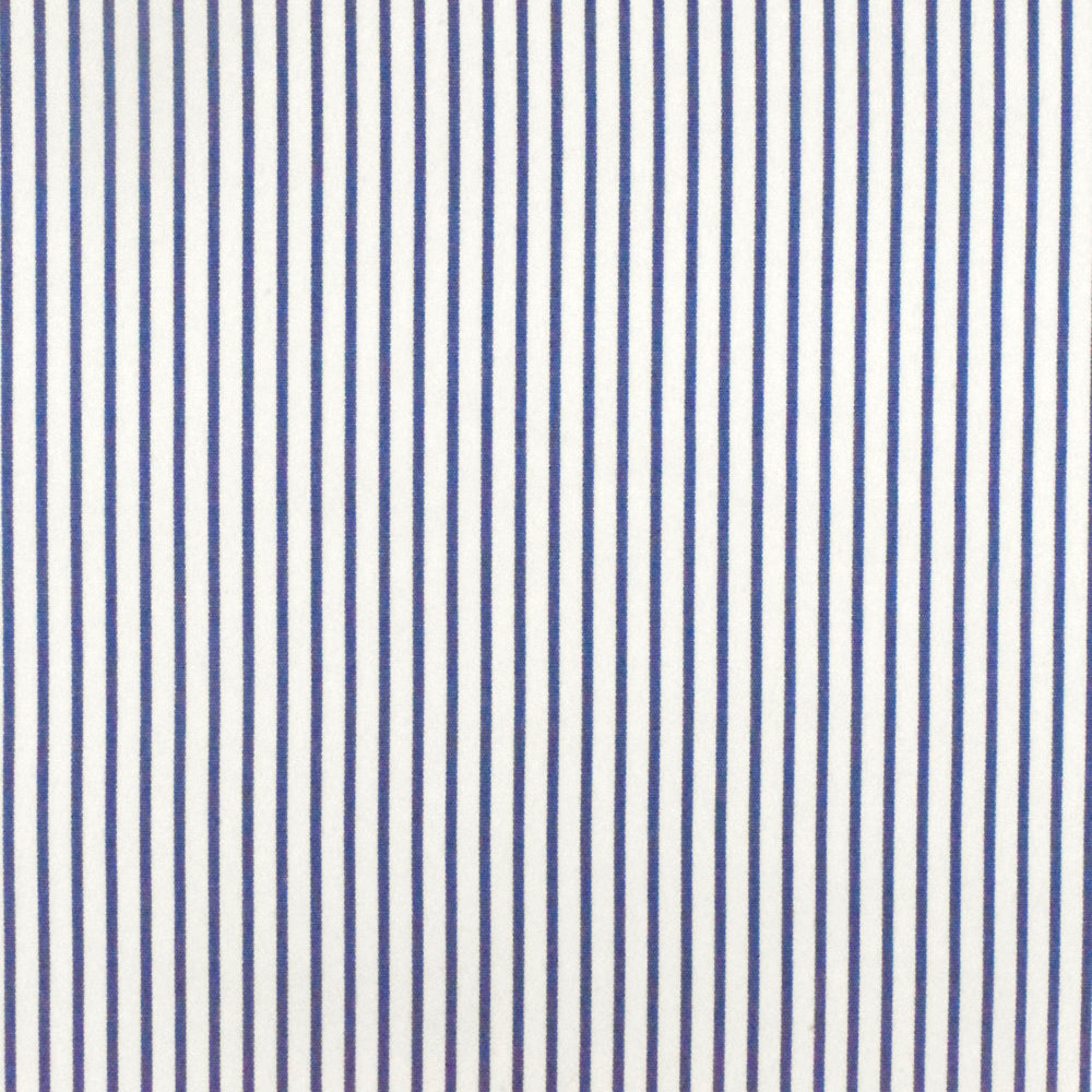 Ultramarine Blue-White Stripe Polyester Shirting Woven Fabric