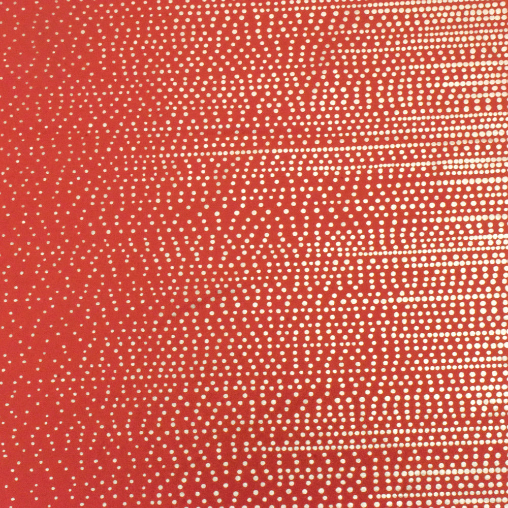 Sunset Red-Gold Dot Printed Stretch Tricot Swimwear Knit Fabric