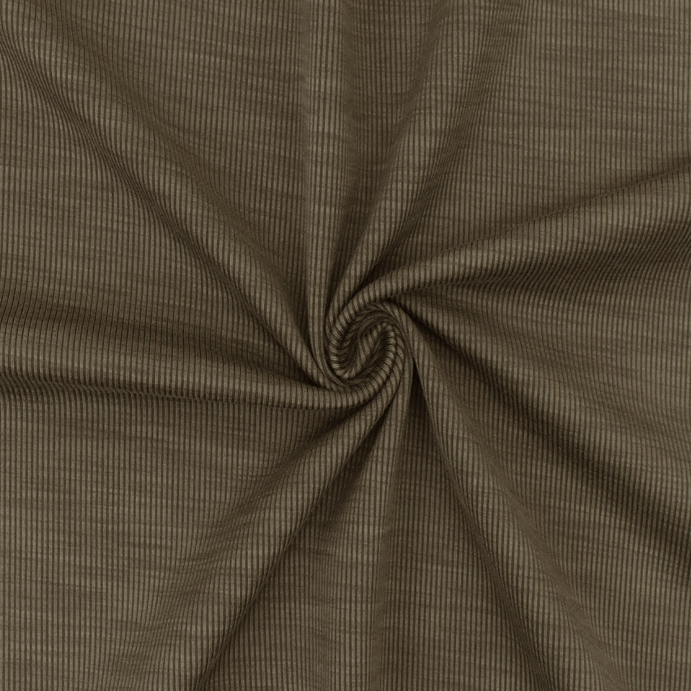 Cocoa Olive Famous Maker Brown Stripe Stretch 2x1 Rib Knit Fabric